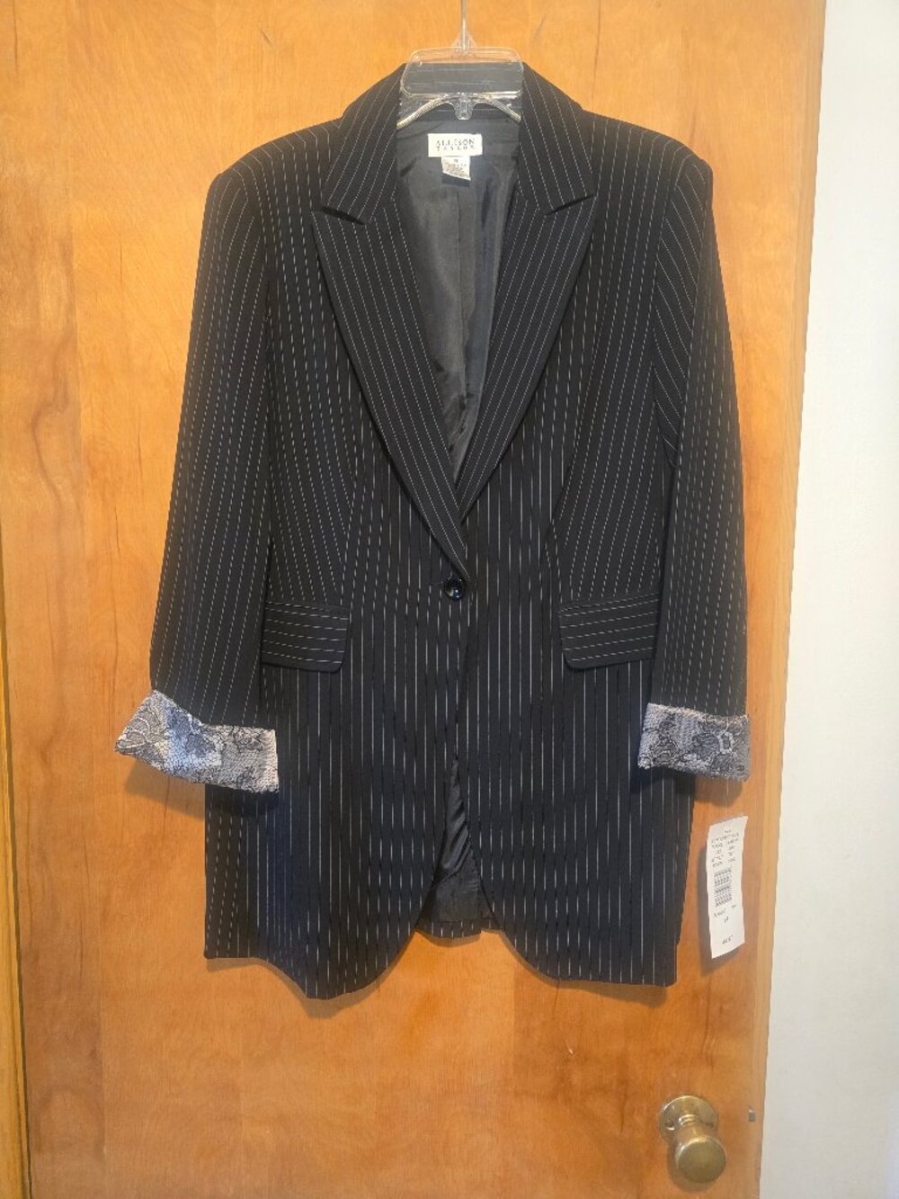 Allison Taylor Black Pinstripe Blazer Size 14